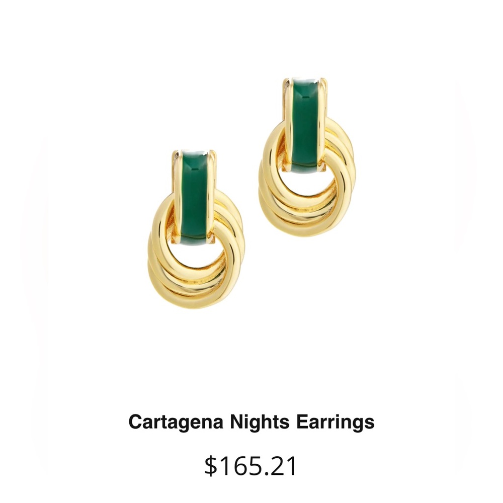 Emerald and gold earrings‎ from Meme London
